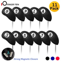 new magnetic closure golf head covers iron set 11 pcs or 9 pcs no on both sides for right left handed golfer
