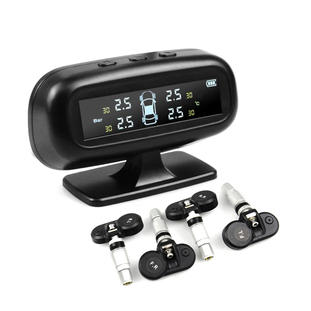 Автомобильный Солнечный TPMS внутренний/внешний датчик давления в шинах монитор беспроводной контроль давления в шинах Система сигнализации ЖК-дисплей цветной дисплей