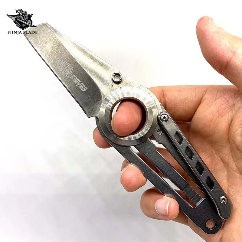 Карманный мини-нож 5cr15mov с лезвием из нержавеющей стали серебра Лев титановым