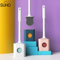 new silicone bristles toilet brush and holder for bathroom storage and organization compact wall hang cleaning kit accessories