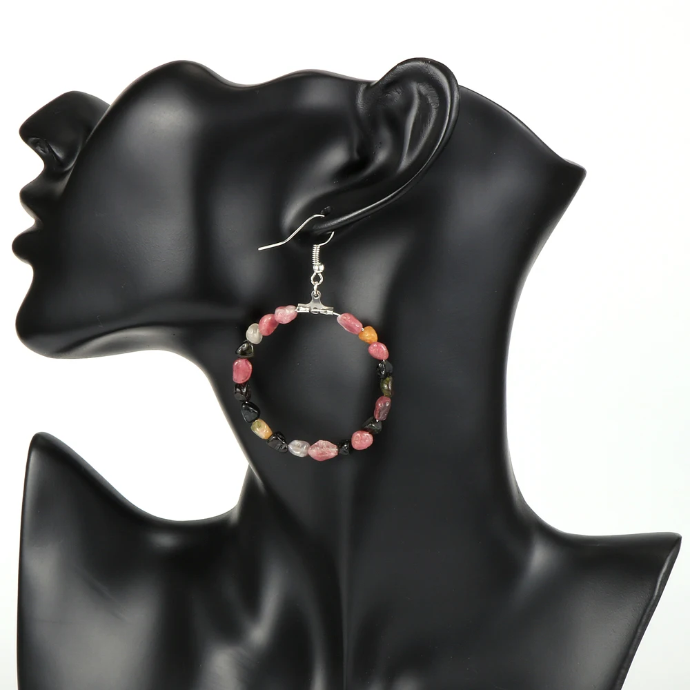 Женские серьги с натуральным камнем красочные турмалиновые висячие роскошные