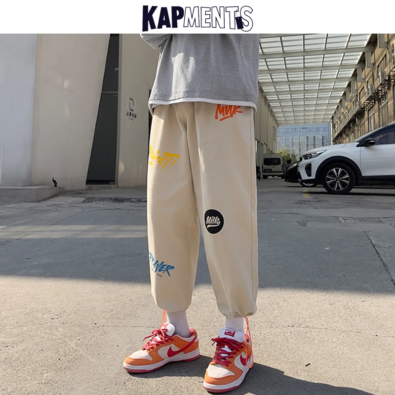 

Брюки-карго мужские с принтом букв, свободные, черные