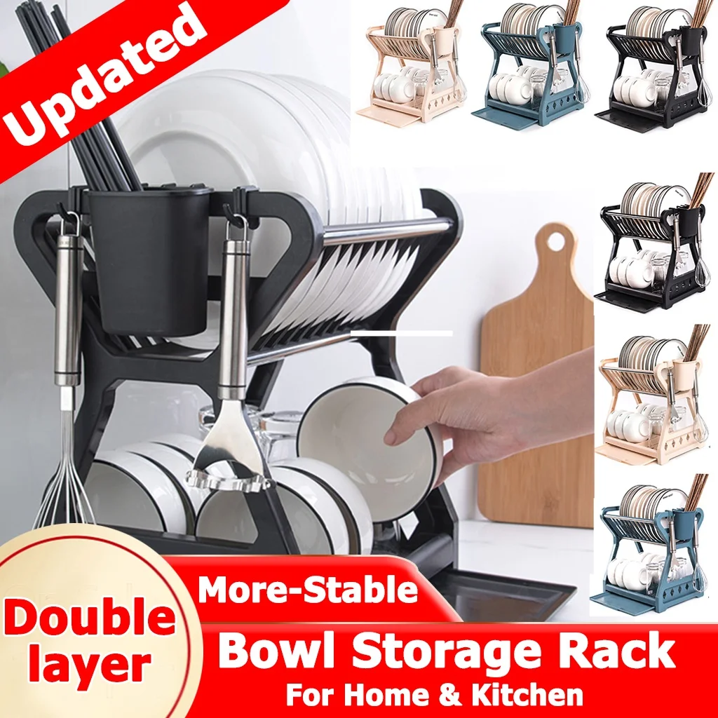 

Двухуровневый кухонный аксессуар, сушилка для посуды, стеллаж для хранения с клеткой для палочек, домашняя посуда, органайзер, поднос для до...