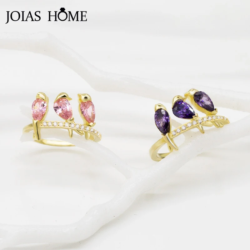 

JoiasHome Подвески Для женщин хвост кольцо серебро 925 ювелирные изделия Креативный дизайн платье с тремя красивыми птицами из циркона с каплями ...