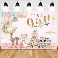 mocsicka baby shower photography background fox elk tent decoration props girl child portrait photo backdrop banner