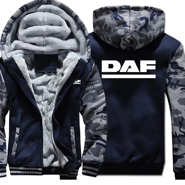 

men Hoodie Winter Thickening male Truck fans for DAF sweatshirts zipper hoodies coat male for Hoodies jacket D
