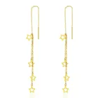 Серьги-подвески POFUNUO из настоящего 18-каратного золота, простые дизайнерские серьги с кисточками в виде звезд, для женщин, ювелирные изделия, свадебный подарок