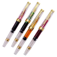 4pcs set yongsheng 3011 piston fountain pen fully transparent golden arrow clip iridium fine nib ink pen office school home
