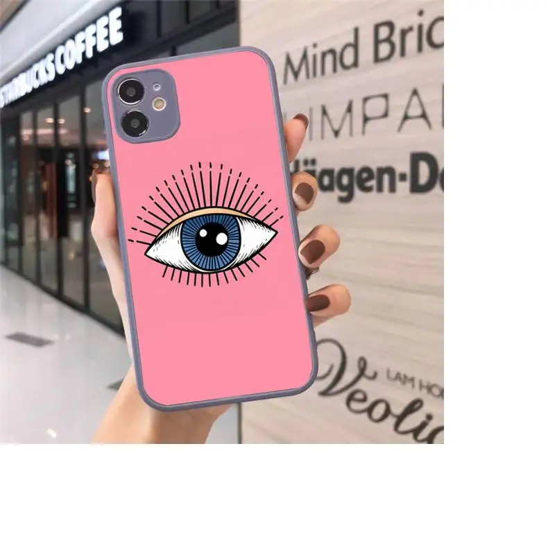 

Lucky Eye Blue Evil Eye Phone Case Matte Transparent for iPhone 7 8 11 12 s mini pro X XS XR MAX Plus cover funda