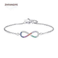zhfangiye fashion women bracelets 925 silver jewelry with zircon gemstone hand accessories for wedding party birthday gifts
