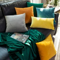 simplicity solid color sofa cushion cover velvet fabric waist pillow case decorative throw cushion case office home decoration