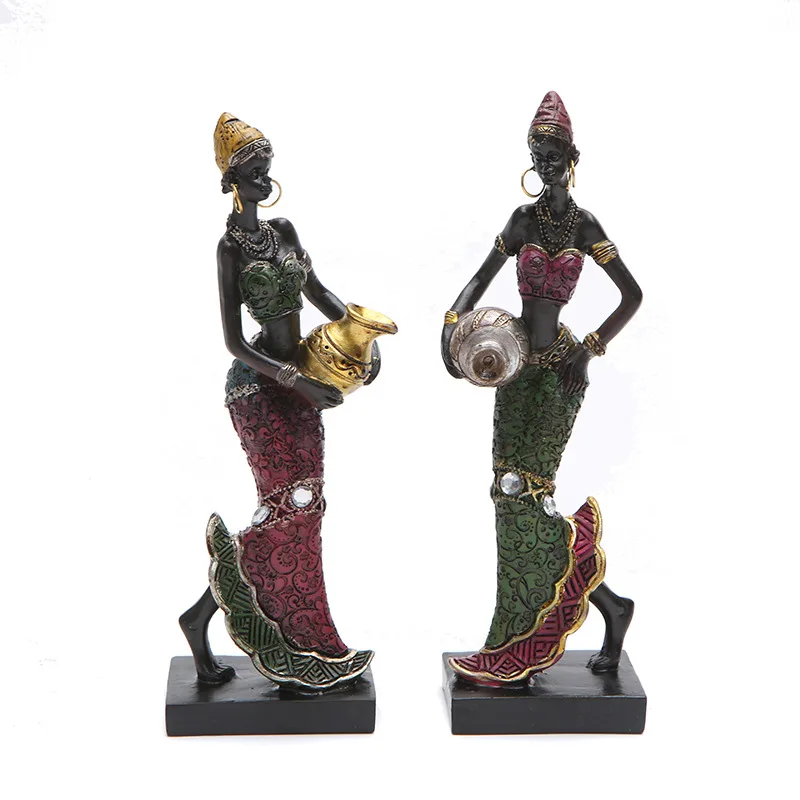 

BUF Resin African Woman Crafts Ornaments Home Decoration Figure Statue Sculpture Creative Home Decoration Accessories