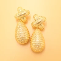 sunnice pineapple drop earrings for women hollow fashion jewelry real gold color style earrings