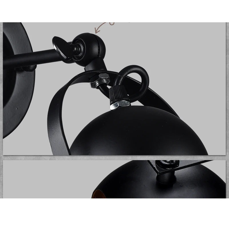 Винтажная железная настенная лампа точечный светильник настенное бра черного