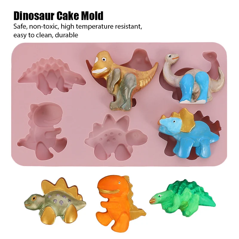 Silicone Fondant Mold 6 Hole Different Shapes Dinosaur Cake Chocolate Cute Animals Baking Tools | Дом и сад