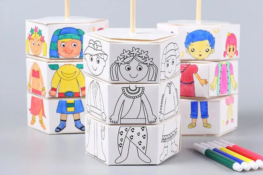 Детские вращающиеся наряды акварельные поделки ручной работы материал упаковка