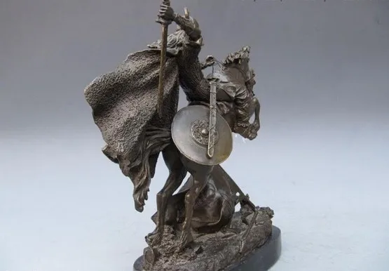 YM 311 Япония бронзовые медные и Мрамор воин Самурай статуя Верховая езда | Дом сад