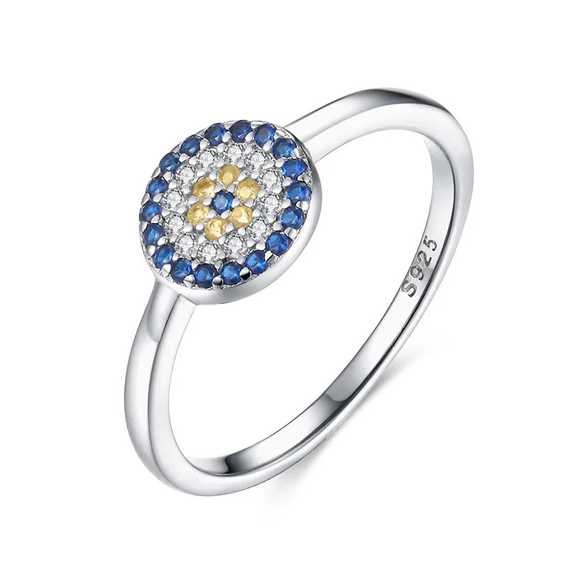 White Gold Color Кольцо KALETINE из чистого 925 пробы серебра, талисманы от сглаза, голубой камень, CZ, кольца на палец для женщин, индейки, мужские ювелирные изделия - Цвет основного камня: White Gold Color
