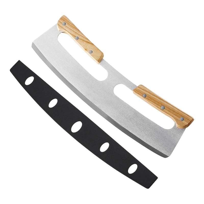 Большие коммерческие нож для пиццы рокер Ножи с крышкой деревянной ручкой кресло