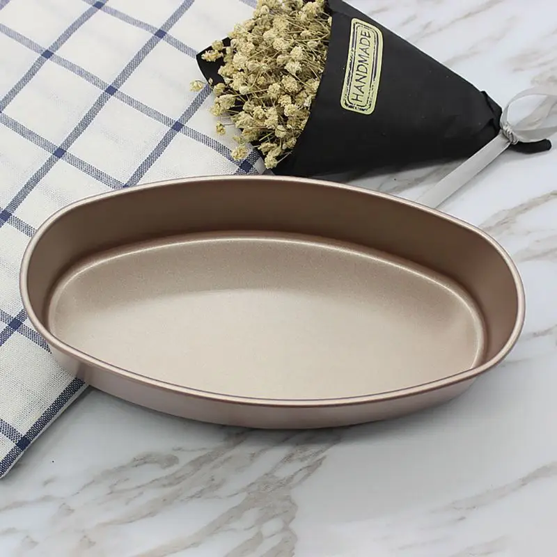 

H55A 9 Inch Non Stick Oval Cake Pan Cheesecake Loaf Bread Mold Baking Tray DIY Kitchen Bakeware Supplies