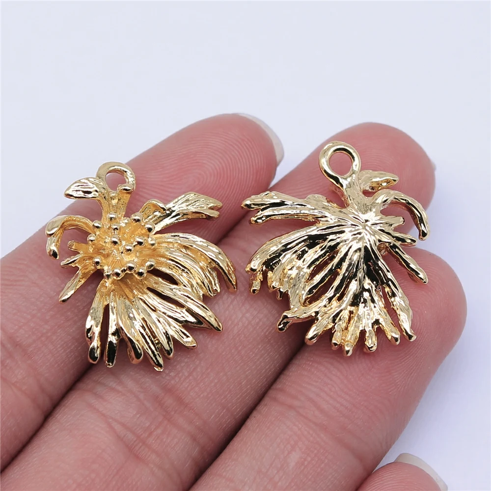 

Tristana 8 шт. 25x24 мм KC Золотой Цвет с очаровательным цветочным принтом Подвеска для изготовления ювелирных изделий серьги аксессуары