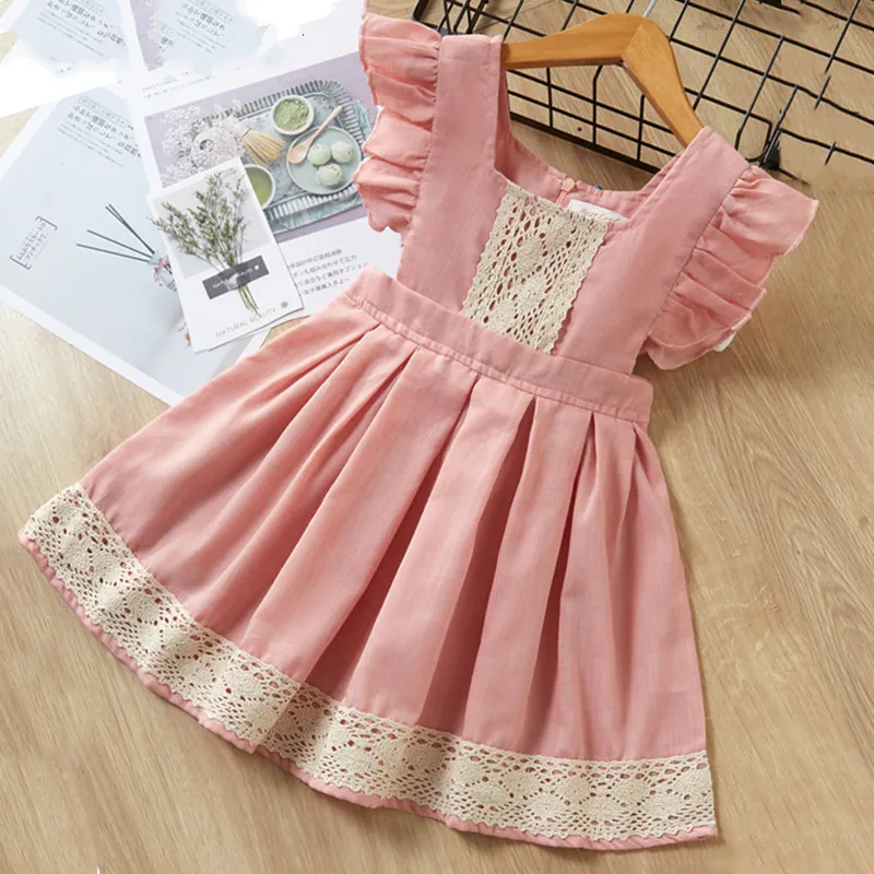 AZ1415 pink Bear leader/платья для девочек; детское платье принцессы с вышивкой; платье из джинсовой ткани; детская одежда; Детский костюм с узором для маленьких девочек - Цвет: AZ1415 pink