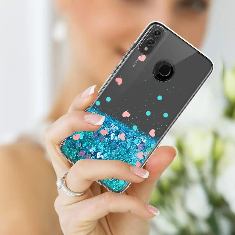 Динамичный чехол с жидким блеском Quicksand Liquid Glitter для Huawei Honor 10 9 8 Lite 20 Pro 8S 8X 8C 8A Y5 Y6 Y7 Y9 P smart 2018 2019 Cover on.