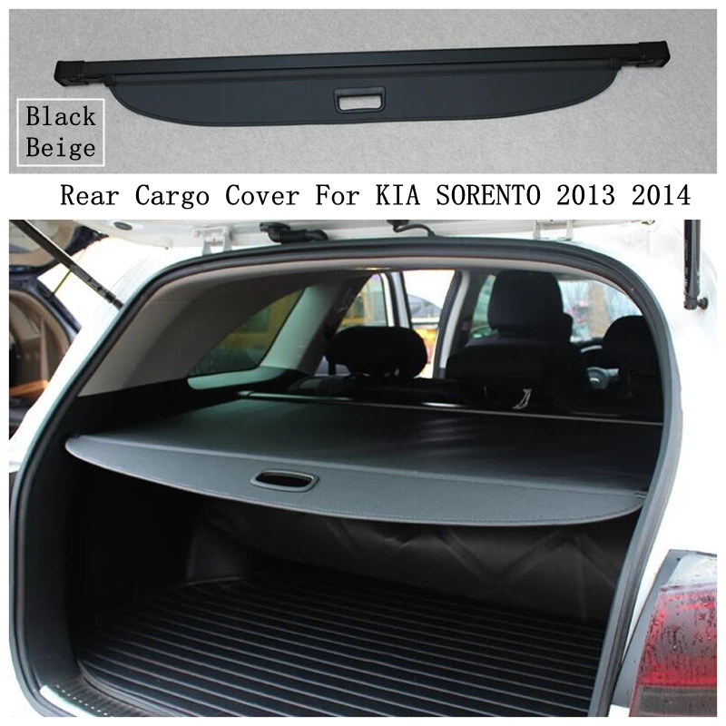 Cubierta para maletero de coche, Protector de seguridad para pantalla de privacidad, color negro y Beige, accesorios de alta calidad, para KIA SORENTO 2013 2014
