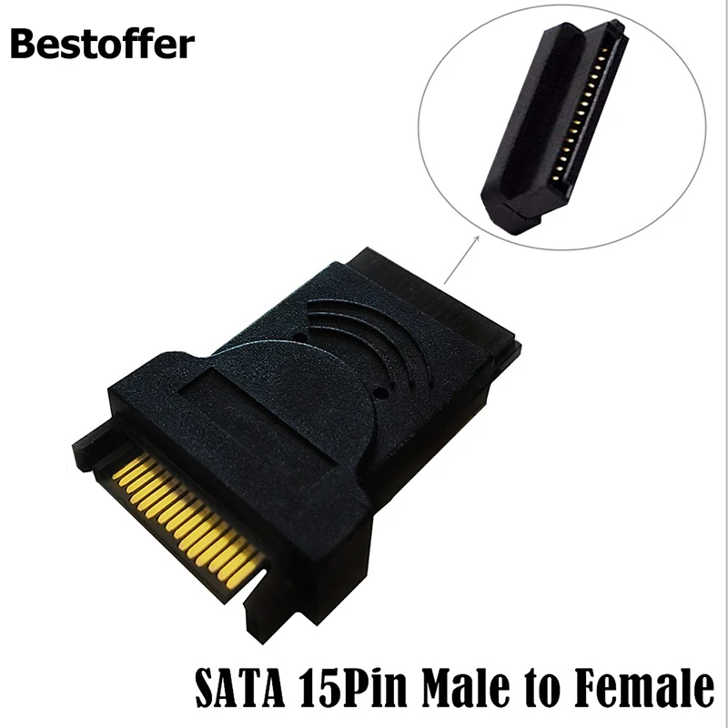 

2 Pieces SATA 15PIN Male to Female Power Extension Adapter For HDD SSD Optical Drives DVD Burners PCI Cards Hard Drive Disk