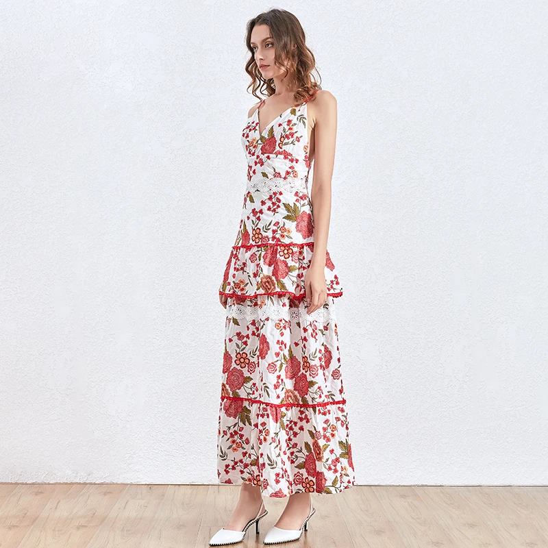 TWOTWINSTYLE богемное женское платье с цветочным принтом на бретельках высокой талией