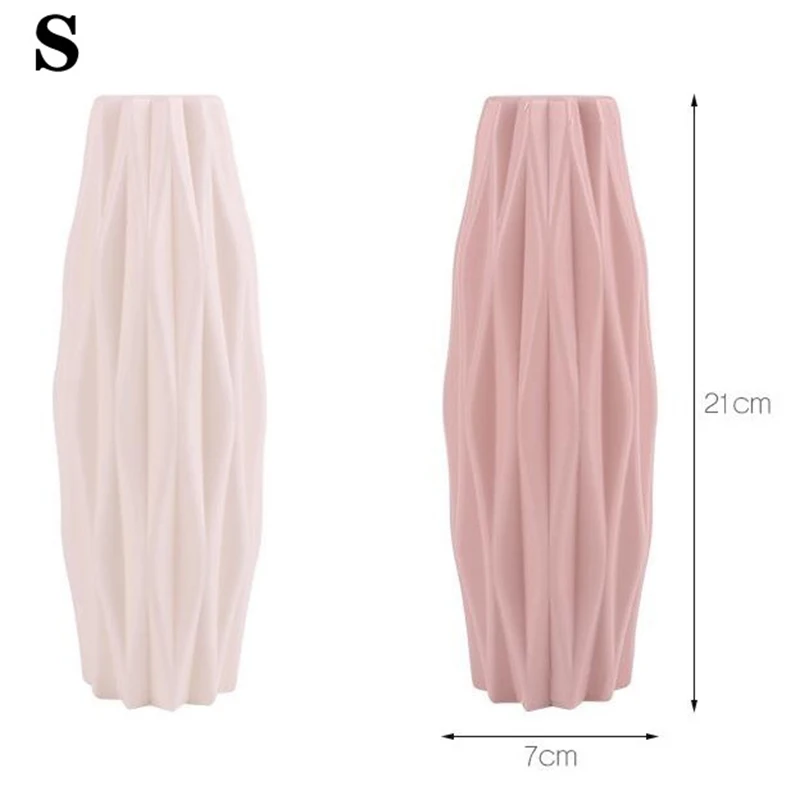 

1pcs Imitation Ceramic Origami Plastic Vase Container Milky White Flower Pot Nordic Simple Home Decoration Ornaments