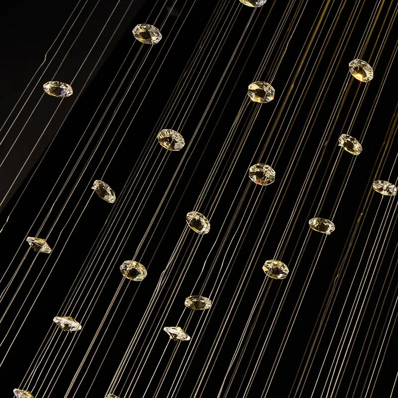 Длинная хрустальная люстра светодиодная лампа для лестницы подвесное освещение