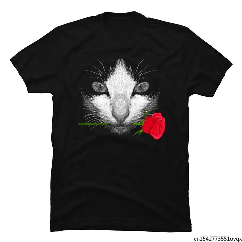 

Funny Cat Rose Birthday Top T-shirts Printed O-Neck Mens Tops & Tees Short Sleeve Tops T Shirt