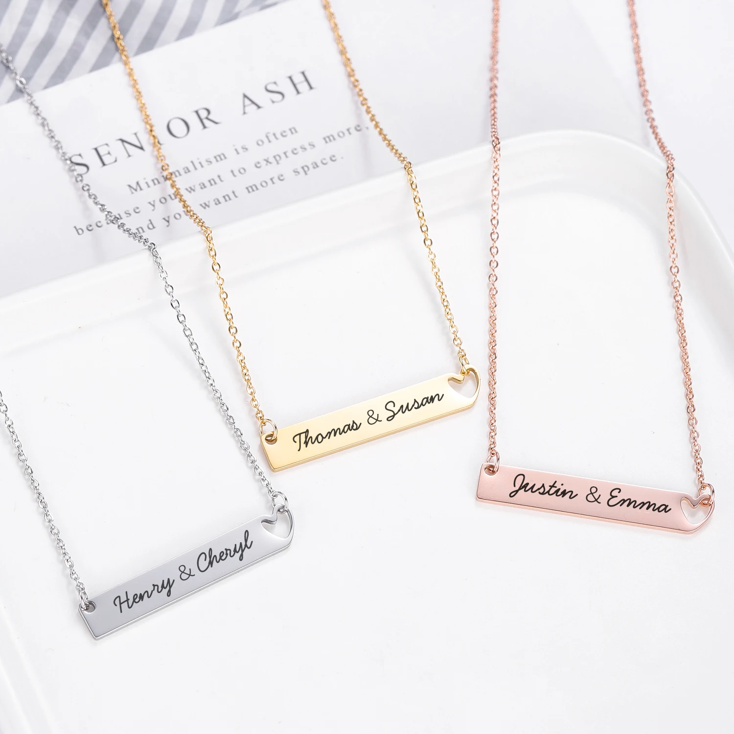 MYDIY нержавеющая сталь пользовательское имя бар выгравировать кулон ожерелье 3