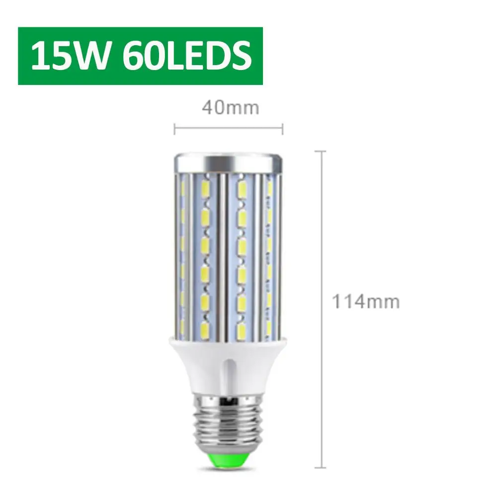 15W 60LEDS Алюминиевый светодиодный светильник для супер светильник большой площади 10 Вт-50 Вт мощная кукурузная лампа E27 Светодиодный светильник 5730 SMD 110 В 220 в украшение дома - Испускаемый цвет: 15W 60LEDS