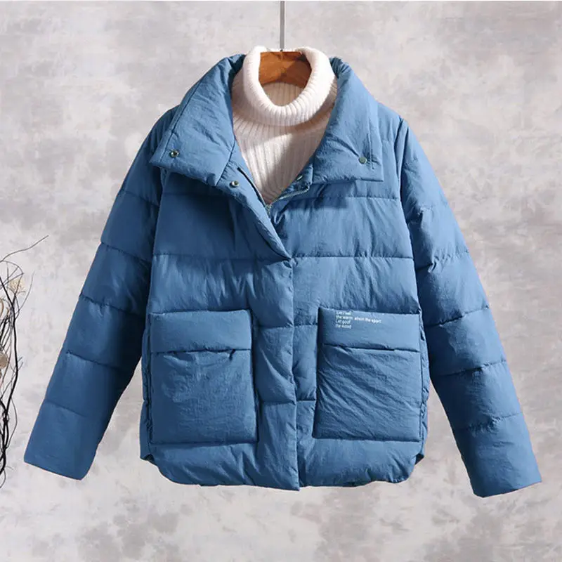 

Pop Large Size Short Bread Padded Jacket Women's Pop Stand-Up Collar Coat Female Vogue Wild Winter Jacket Women's Clothing