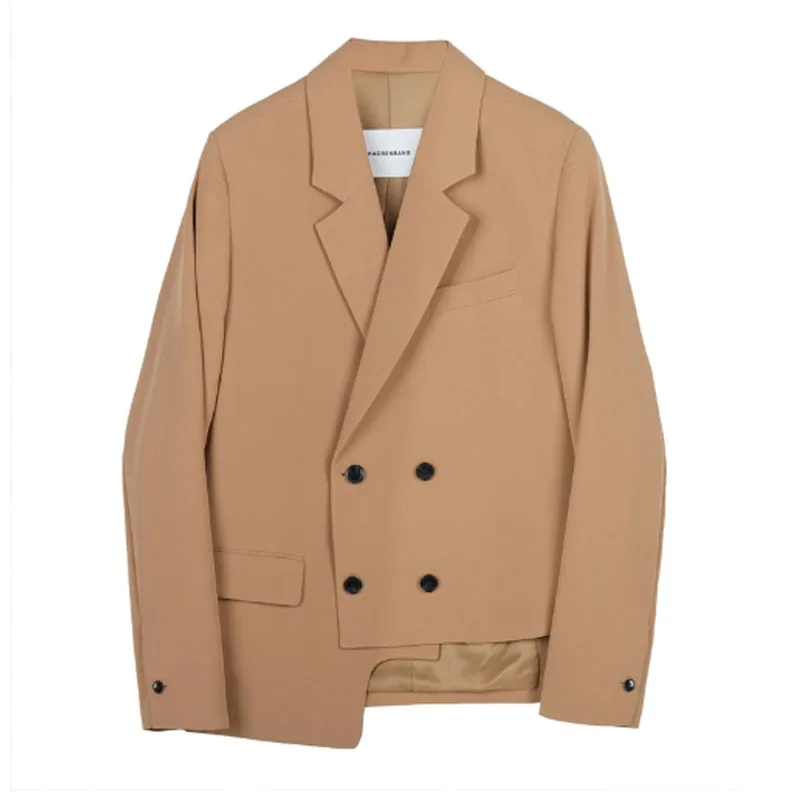 Мужской ассиметричный Двубортный повседневный костюм мужской пиджак Япония