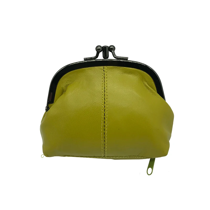 lemon yellow0545 NICOLE& CO, кошелек для монет из натуральной кожи, Женский кошелек из овечьей кожи, кошелек с металлическим замком, держатель для карт, кошелек на молнии, маленькая сумка - Цвет: lemon yellow0545