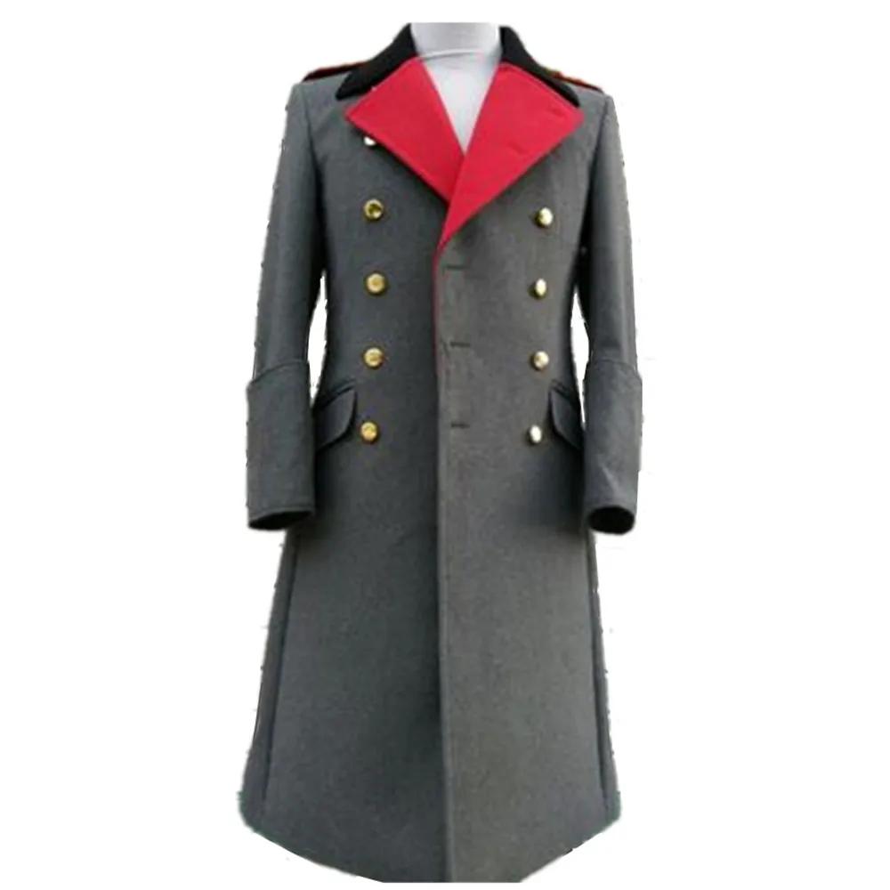 

WWII Germany Marshal Long Coat Winter Noble Grey Woolen Military Uniform Customised Army Clothes For Film Show Cosplay