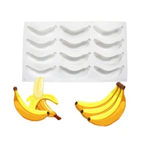 12 cell 3d banana silicone cake mold fruit mousse dessert mould for baking chocolate ice cream pastry mouler