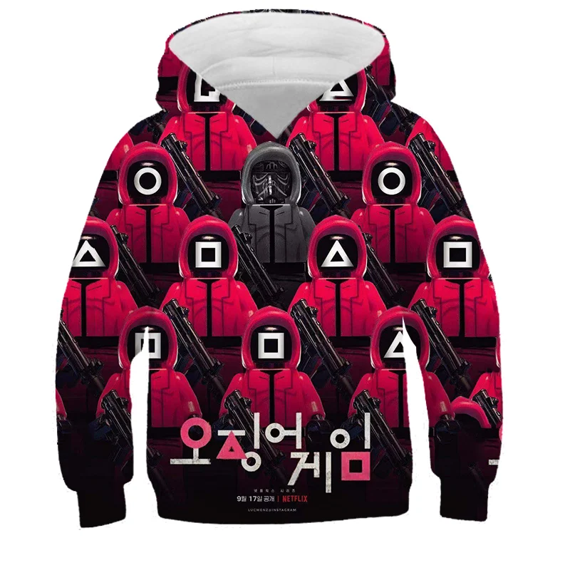 

Squid Children's Game Hoodie, Korean Drama 3D Long Sleeved Sweater, Boys' And Girls' Sweatshirt, Pullover, Autumn, 4-14T