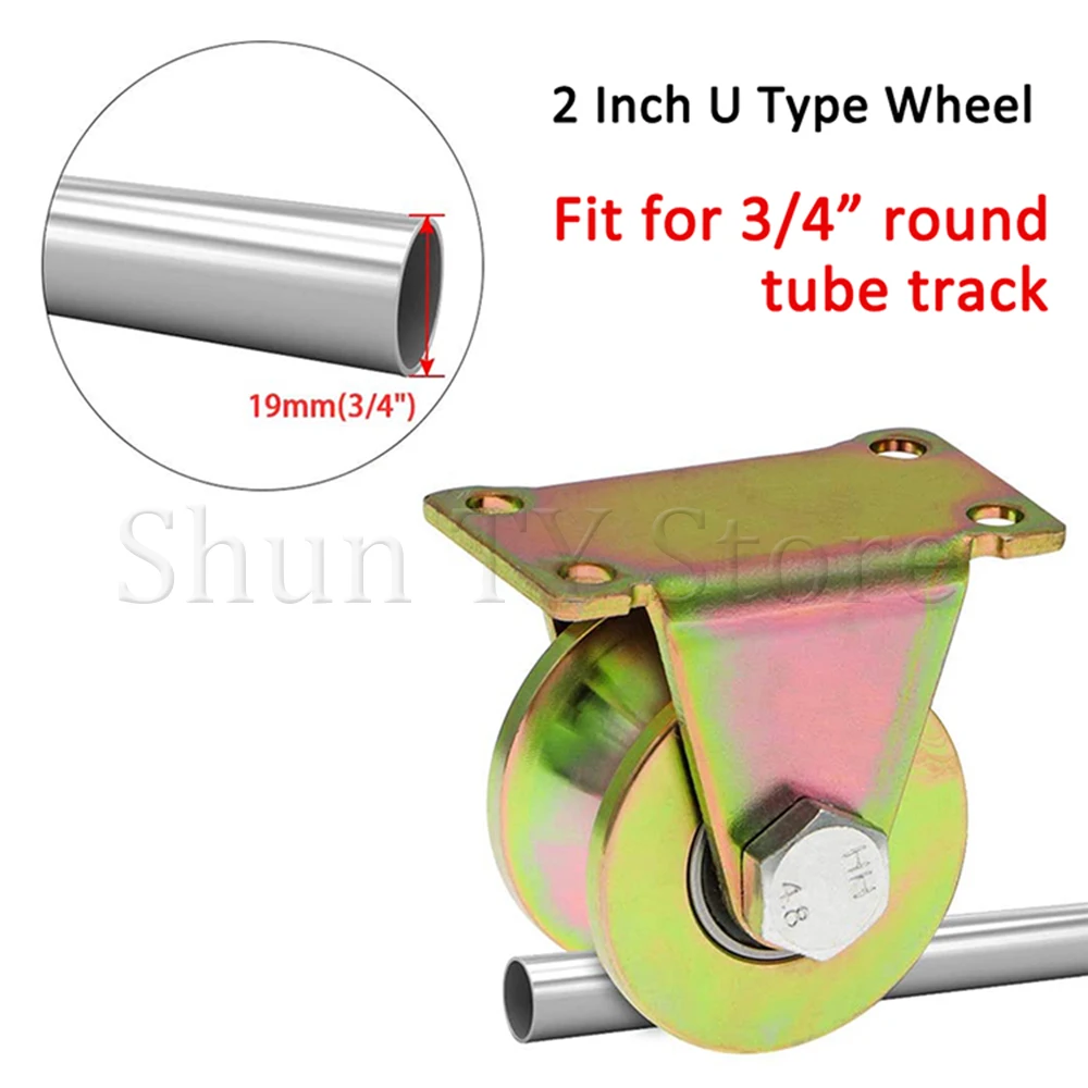 1/2/4 Pcs 2&quot Steel U-Groove Wheel Heavy Duty Rigid Caster Max Loading Capacity 551 lbs For Inverted Track Sliding Gate Industria |
