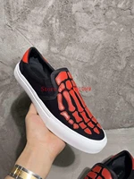man fashion skeleton slip on sneakers skel toe slip on sneakers bone leather canvas rubber new shoes