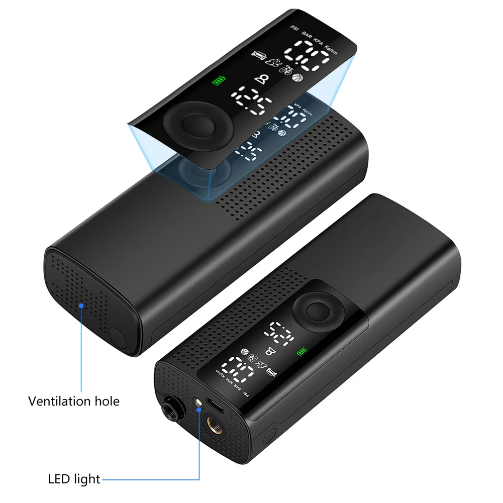 

120psi Bike Mini Electric Pump Smart Bicycle Tire Swimming Ring Cycling Riding Digital LCD Display Wireless Air Inflator Pump
