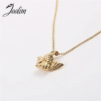 joolim jewelry wholesale gold finish angel pendant necklace stainless steel necklace