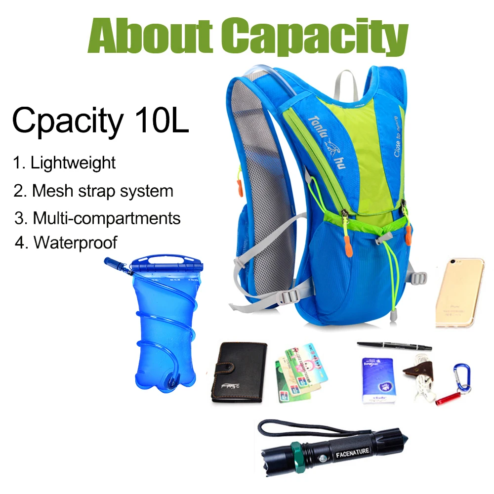 10L Женская и мужская сумка для марафона гидратационный жилет 2L водонепроницаемая