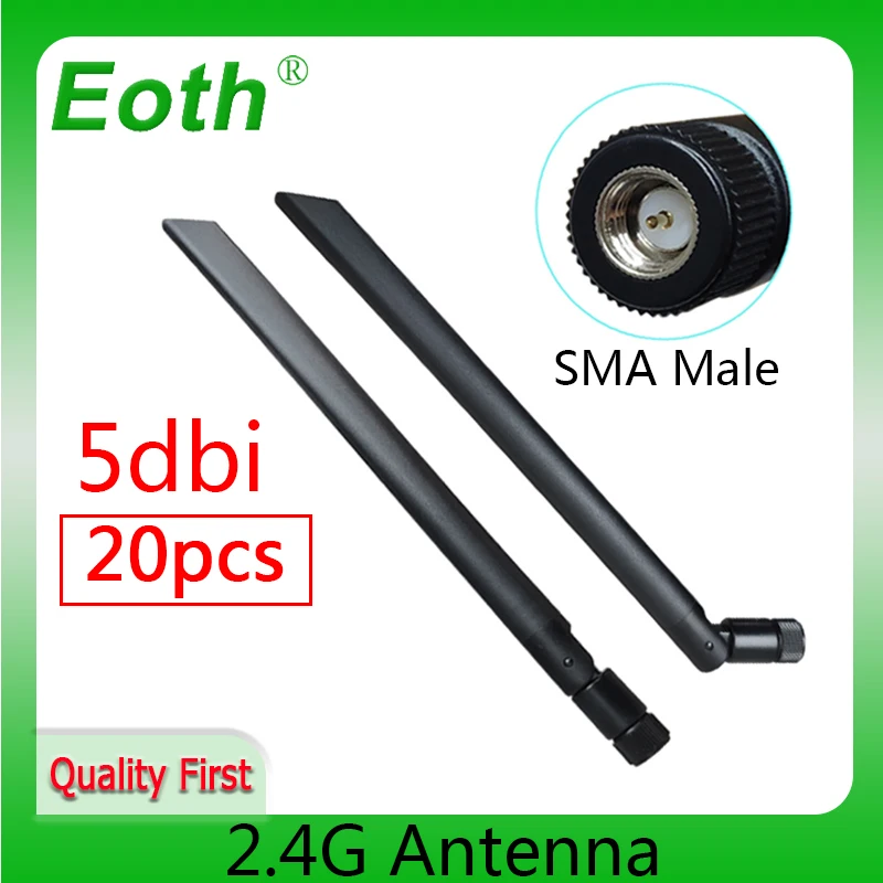 

EOTH 20 шт. 2,4g антенна 5dbi sma male wlan Wi-Fi 2,4 ГГц антенна pbx iot модуль маршрутизатор tp link сигнальный приемник антенна с высоким коэффициентом усиления