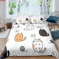 home textile cartoons cute cat quilt cover duvet cover pillow case boy girl 23pcs bedding set king queen twin size