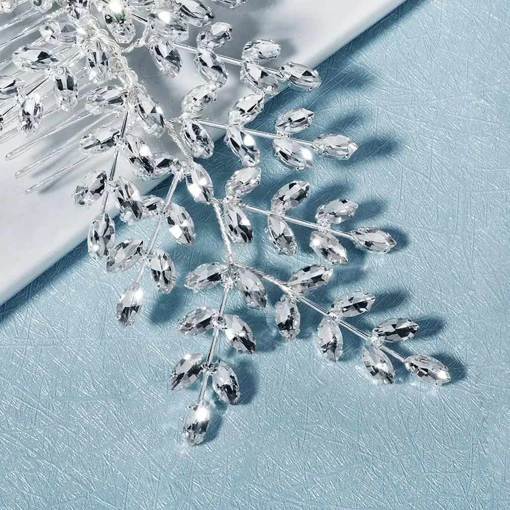 

SLBRIDAL Handmade Rhinestones Austrian Crystal Wedding Hair Comb Bridal Headdress Hair Accessories Women Bridesmaids Jewelry