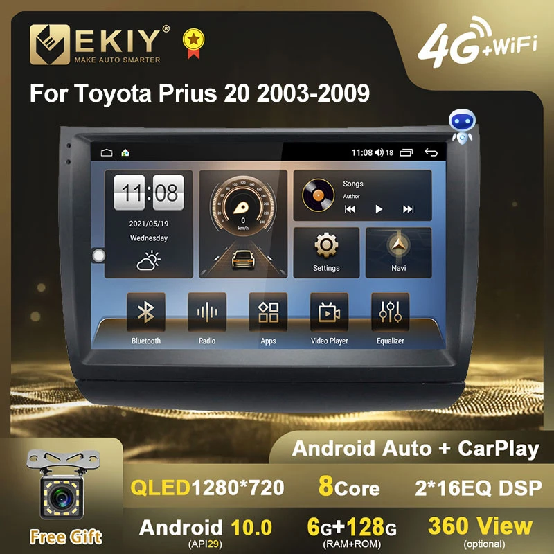 

EKIY QLED 6G 128G DSP For Toyota Prius 20 2003-2009 Android 10 Car Radio Multimedia Video Player Navigation GPS Stereos 2din DVD